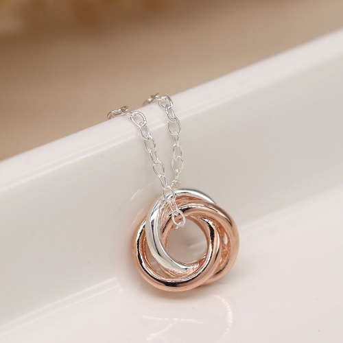 Sterling Silver and Rose Gold Intertwined Hoop Necklace by Peace of Mind